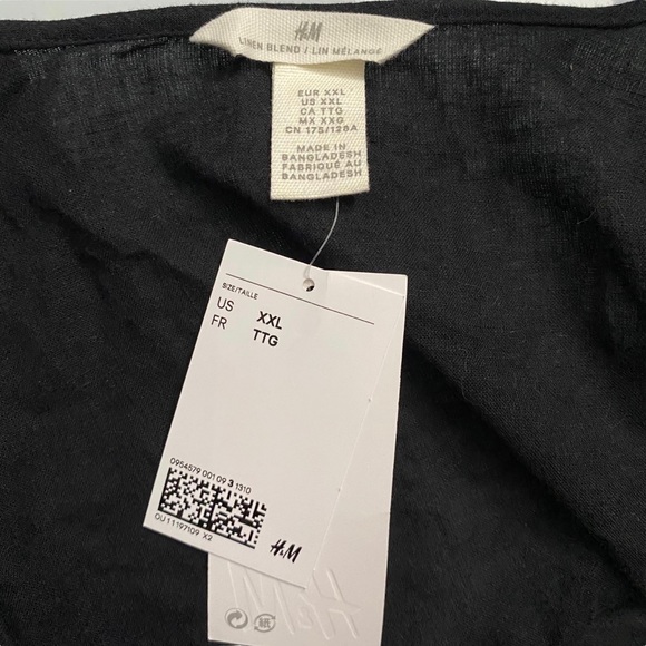 H&M Black True Wrap Dress Pleated Skirt Puff Sleeves Plus Size XXL - Picture 4 of 16